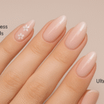 Princess Nails on ultra-short natural nails in soft pink tones